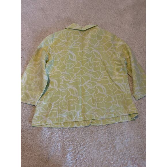 Chicos Blazer 2 Large Chartruese Silver Floral Black White Dots Jacket Lot of 2 - Picture 8 of 8